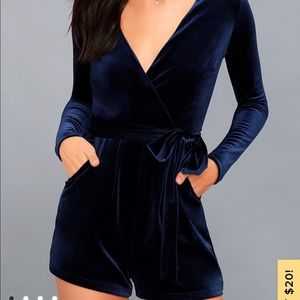 NWT Lulus blue velvet romper